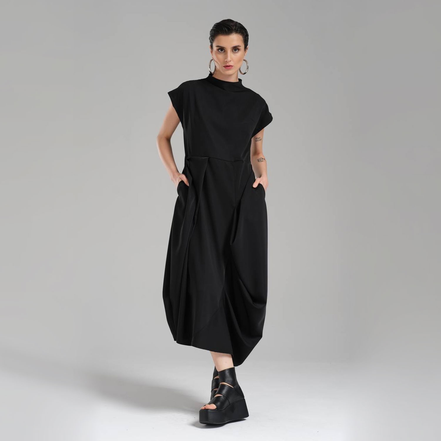 **black Long Oversized Dress - Designer Bohemian Style**