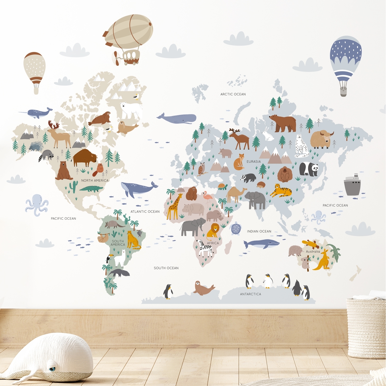 Kids World Map Wall Decal