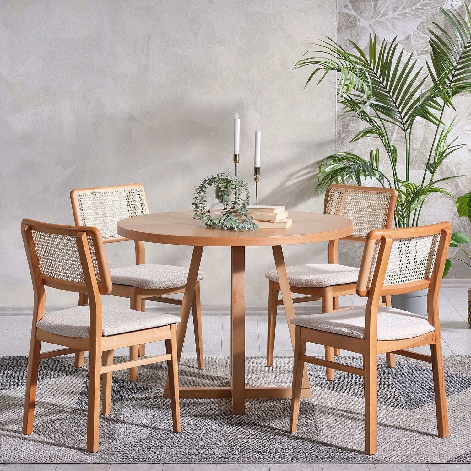 Vera Wooden Natural Table Set