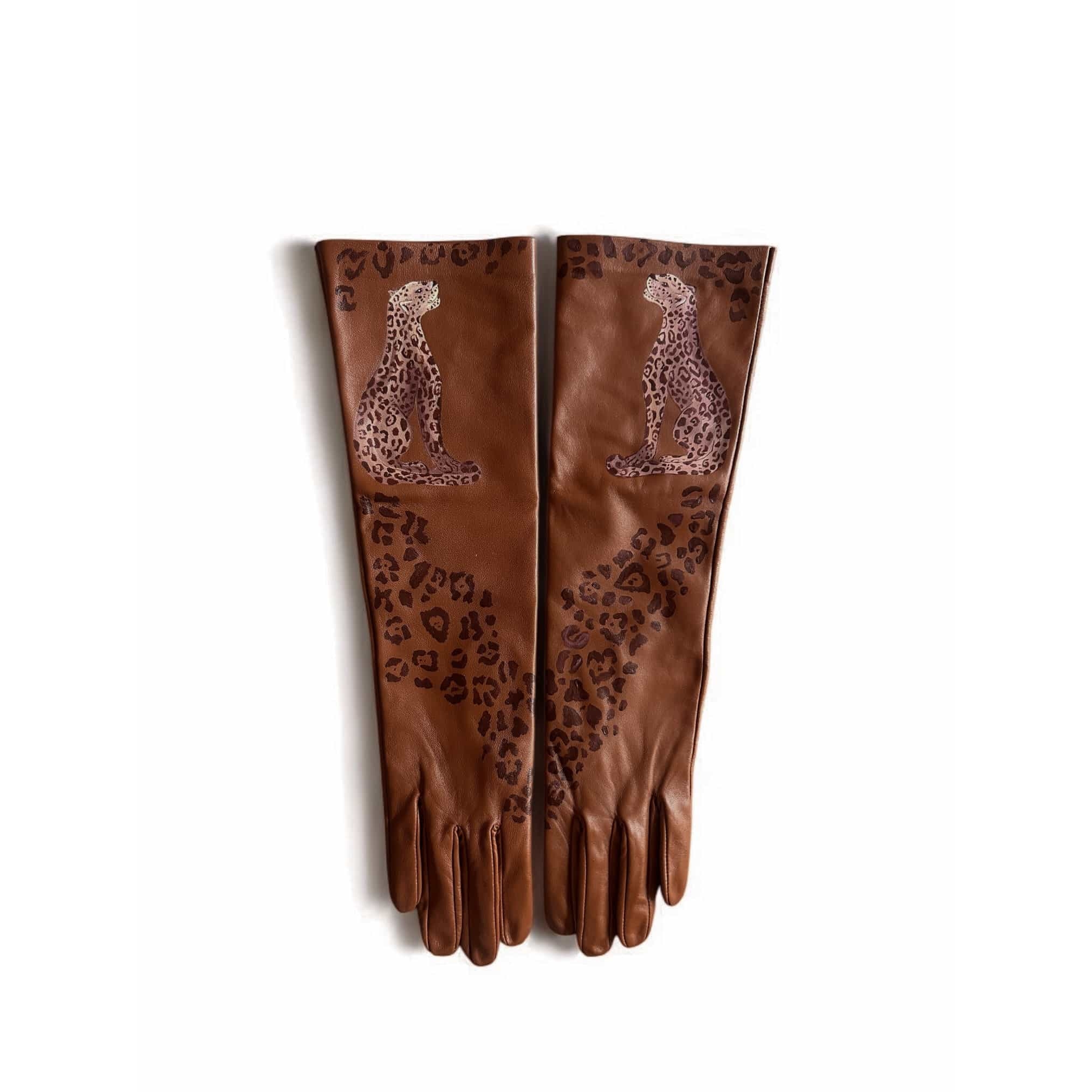 Hand-painted "leopard" Leather Gloves