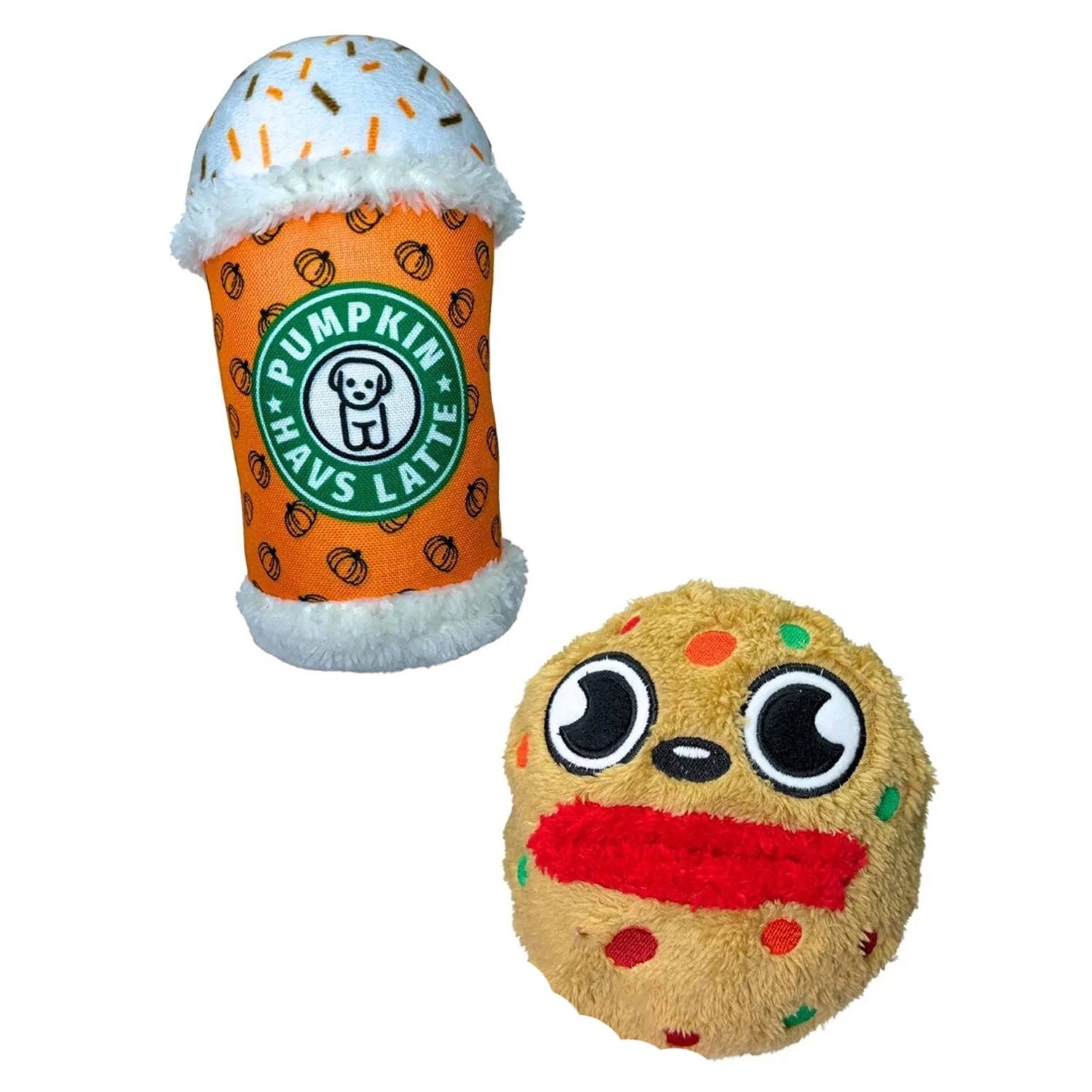 Havhavcafe 2-piece Dog Toy Set With Vikvikli Coffee And Food Storage Cookie Plush Dog Toys