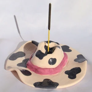 Lily & Loly Ceramics Black And White Cowboy Hat Design Handmade Ceramic Incense Holder - Cowboy Hat Ceramic Incense Holder