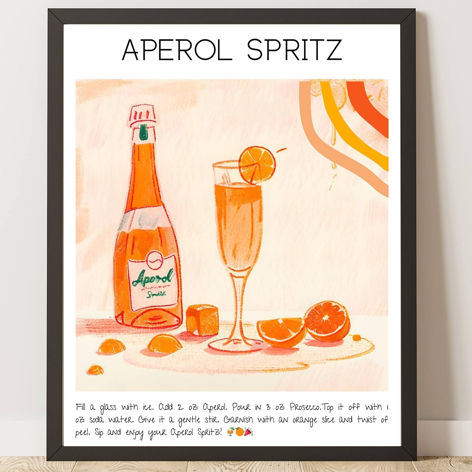 Aperol Spritz Art Print Cocktail Design Poster No:2