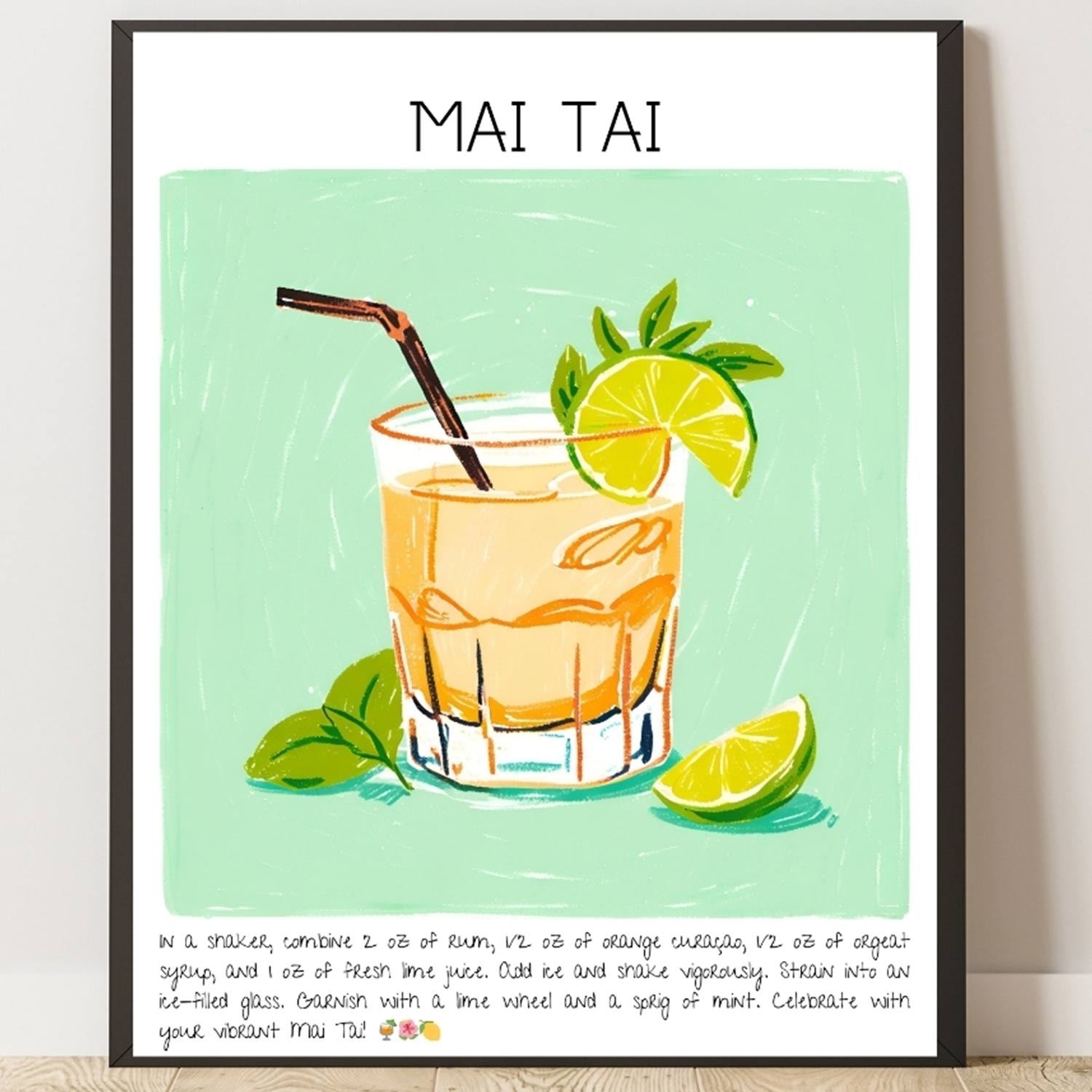 Mai Tai Art Print Cocktail Design Poster
