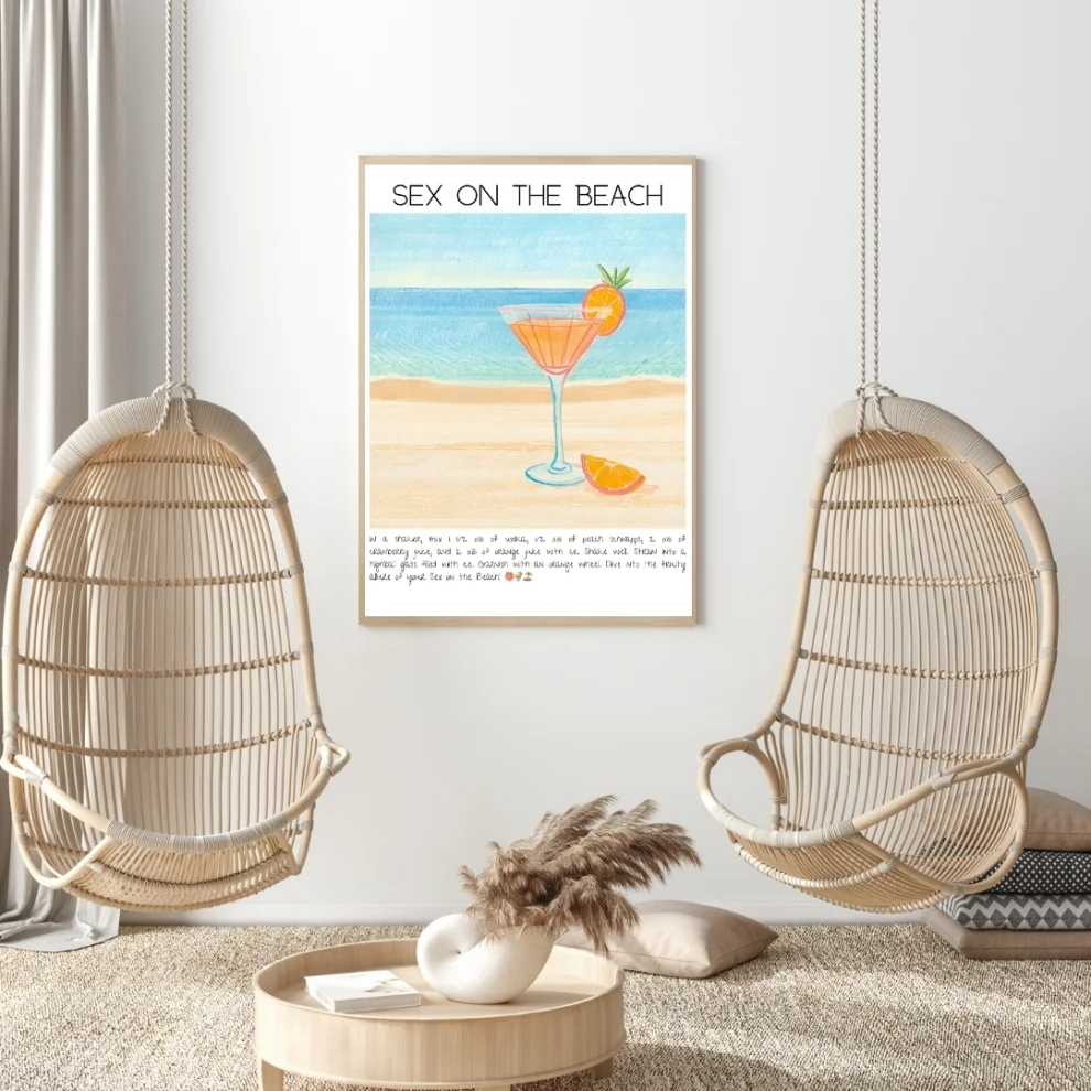 Muff Atelier Sex On The Beach Art Print Cocktail Tasarım Poster  