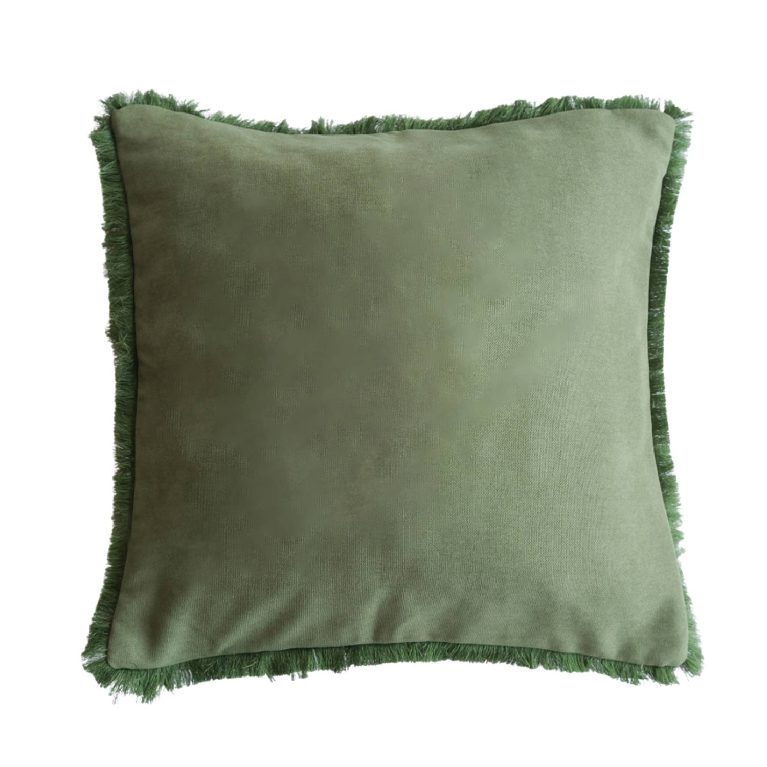 Khaki Green Tasseled 45x45 Pillow Case