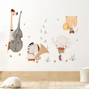 Cute Safari Animals Music Band Kids Wall Decal