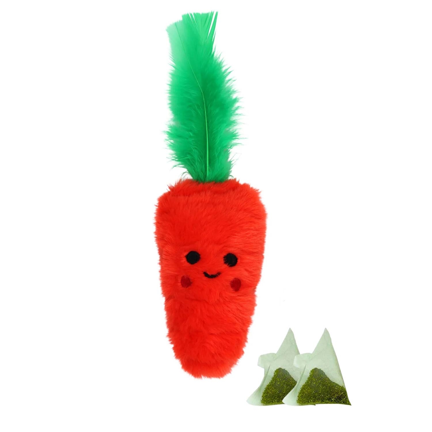 Catnip Pocketed Carrot Plush Cat Toy With 2 Catnip Packs