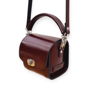 Bauble Handmade High Shine Leather Handbag -marsala Red