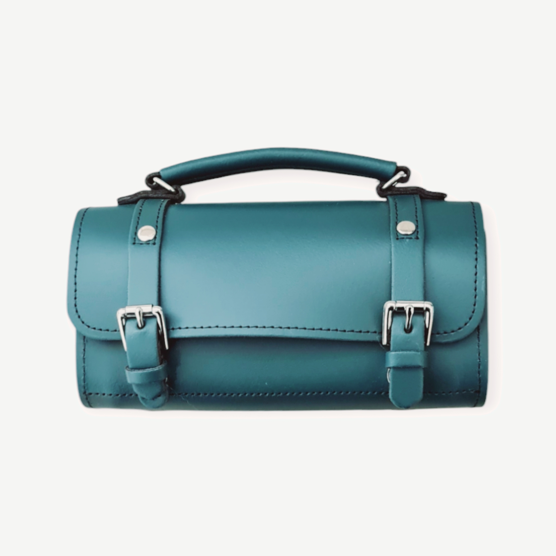 Handmade Leather Bowler Bag - Teal