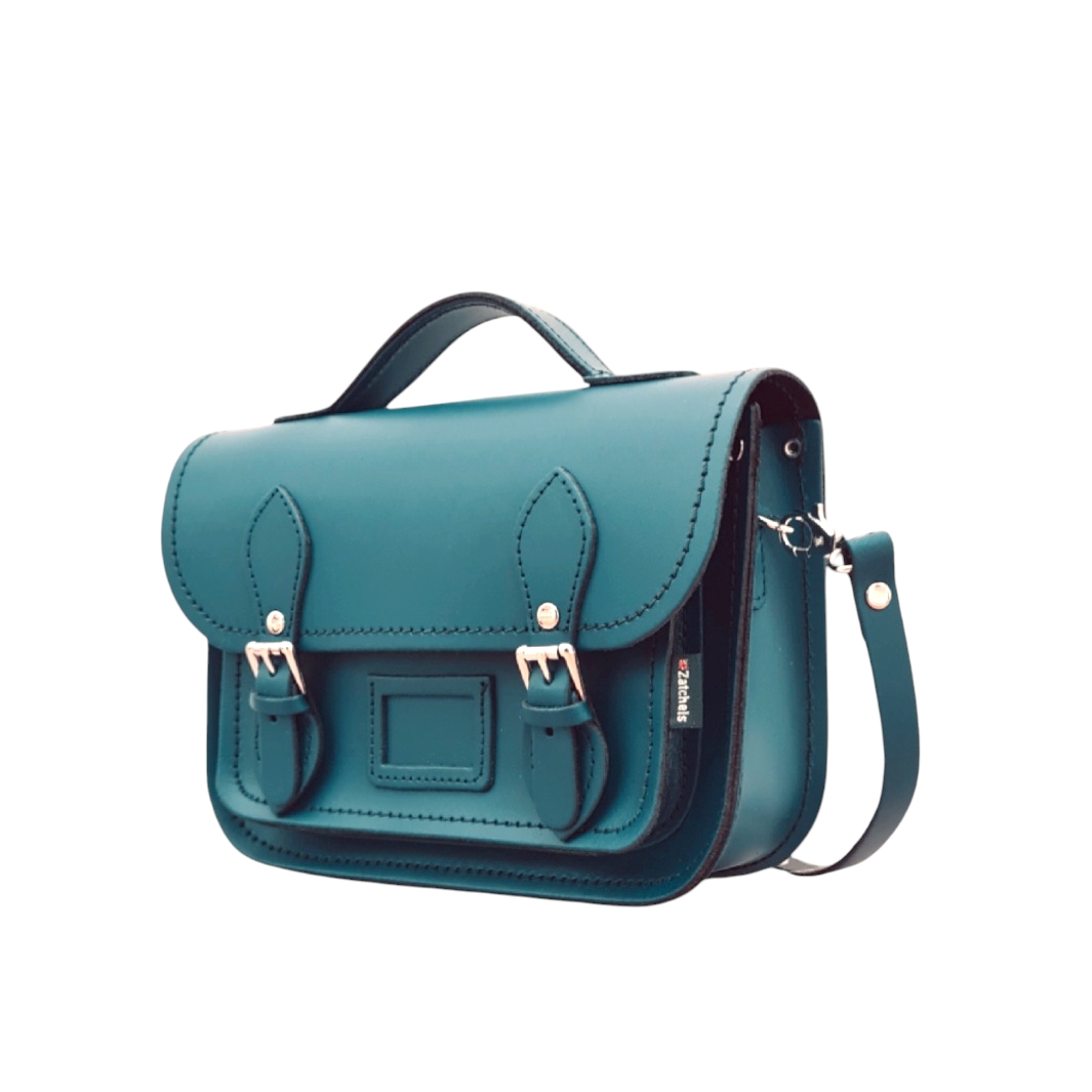 Handmade Leather Midi Satchel - Teal