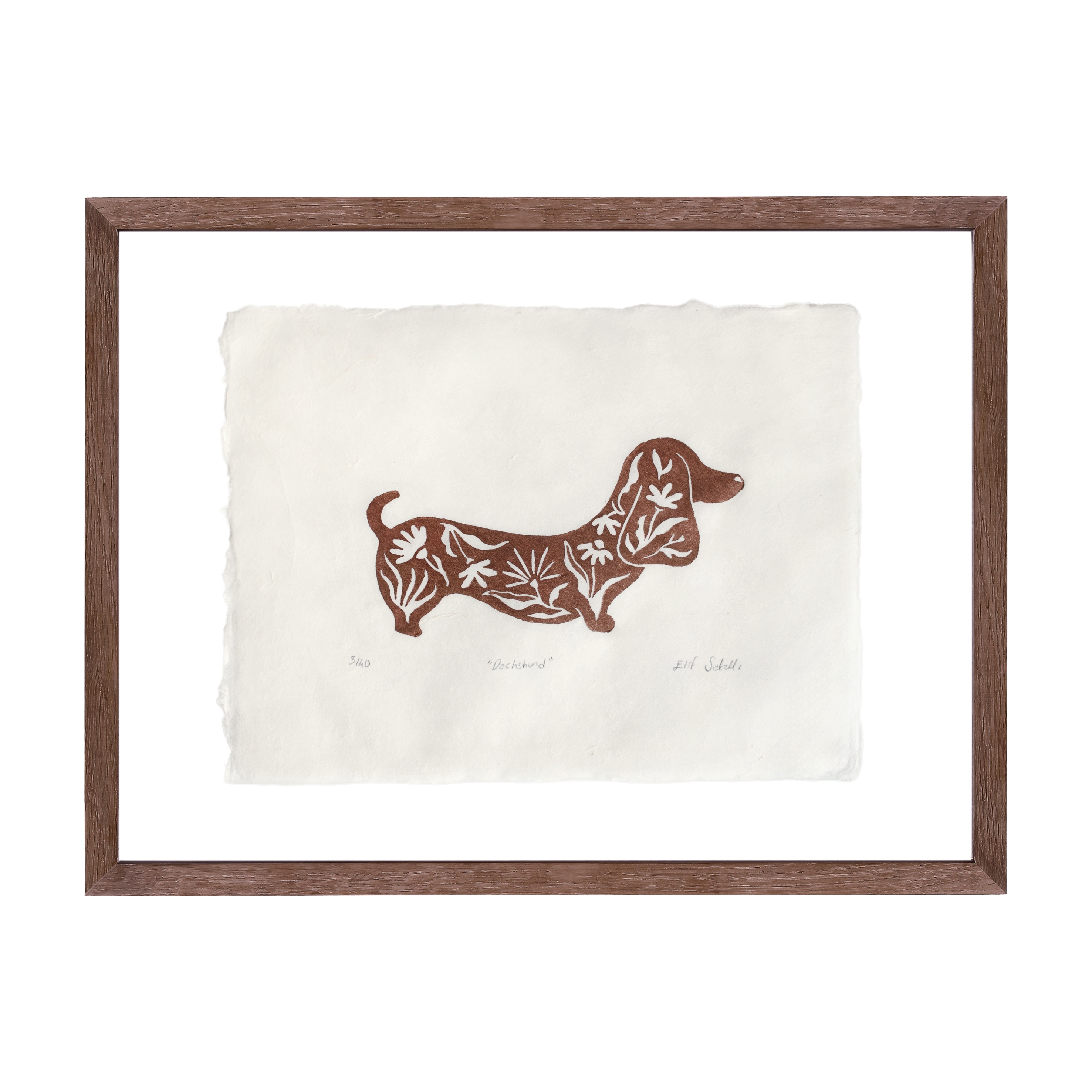 Dachshund - Original Linocut Editions