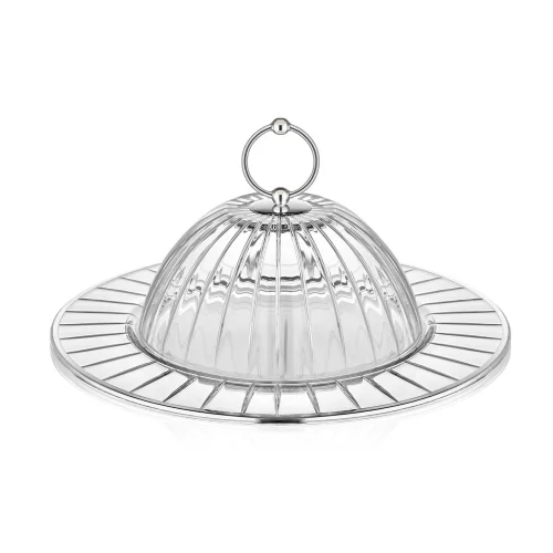 Accademia Platin Yaldızlı 32 Cm 2 Parça Kapaklı Dekoratif Cam Sahan 9-03010191