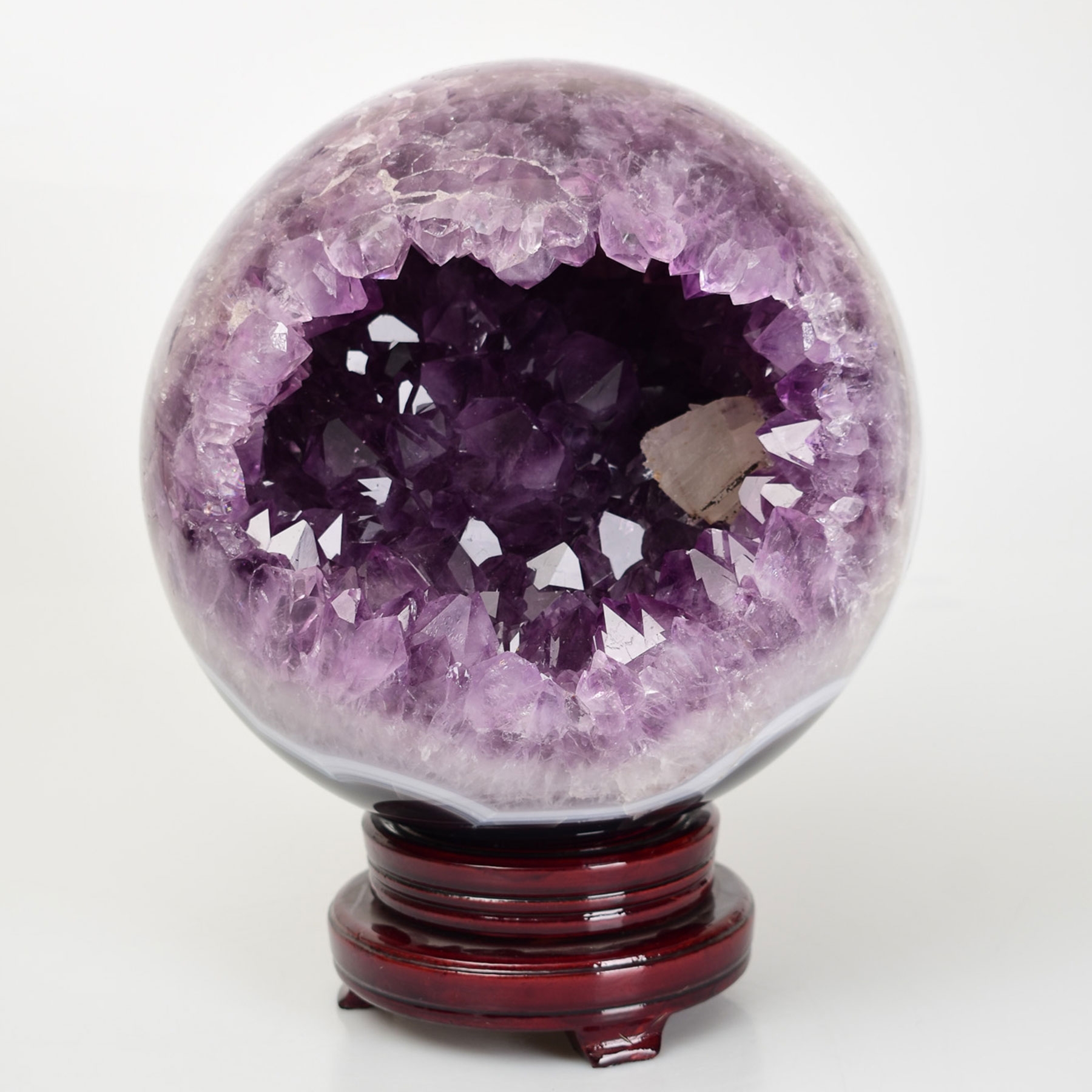 Amethyst Natural Stone With Wooden Stand Sphere