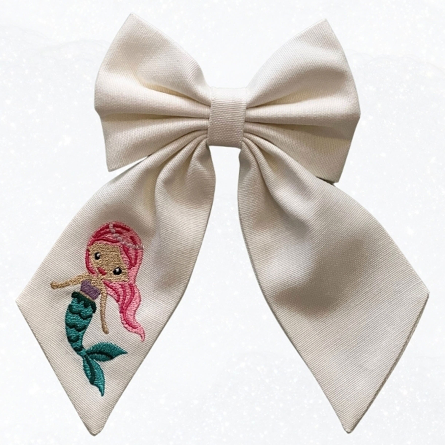 Mermaid Embroidered Bow Buckle