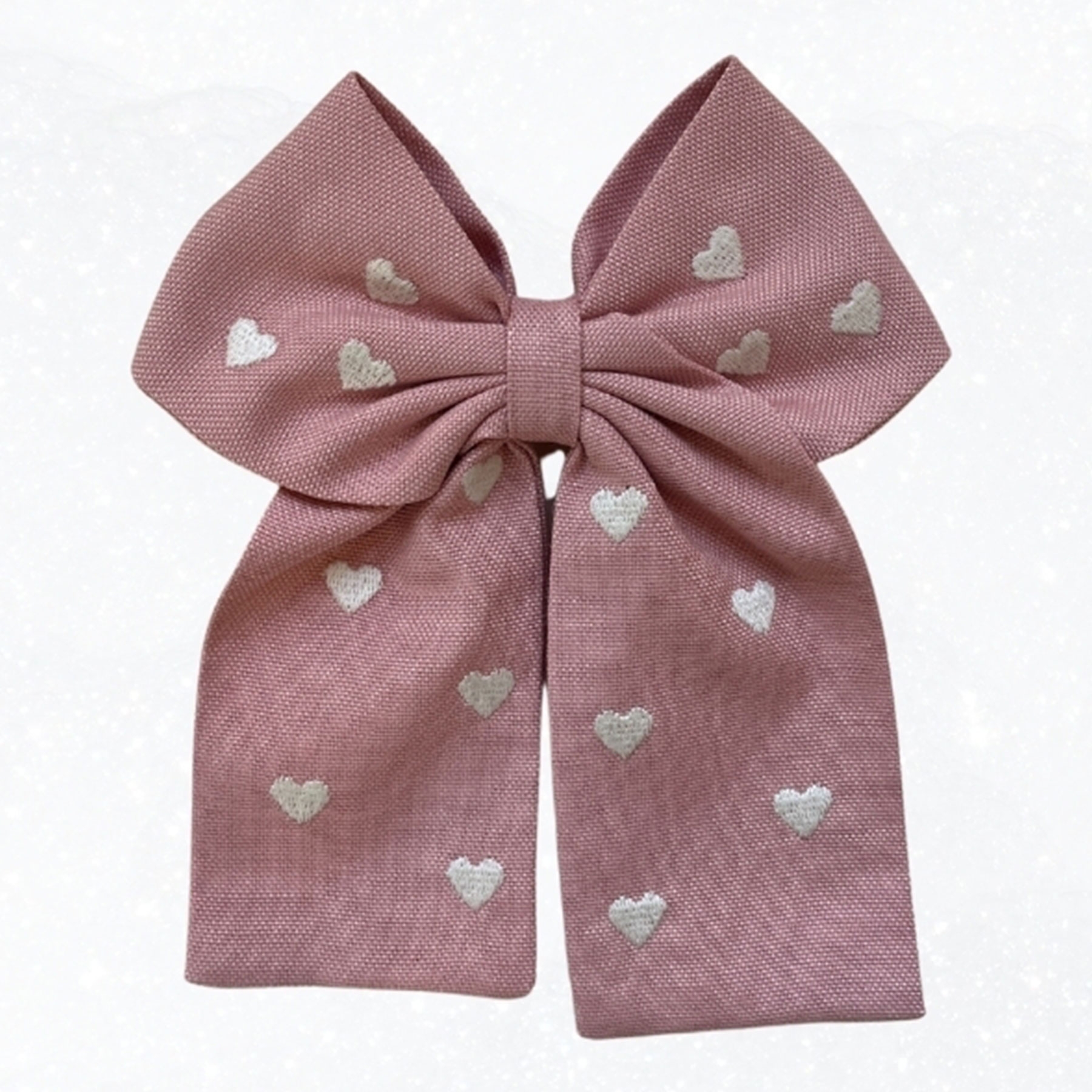 Heart Embroidered Pink Bowknot Buckle