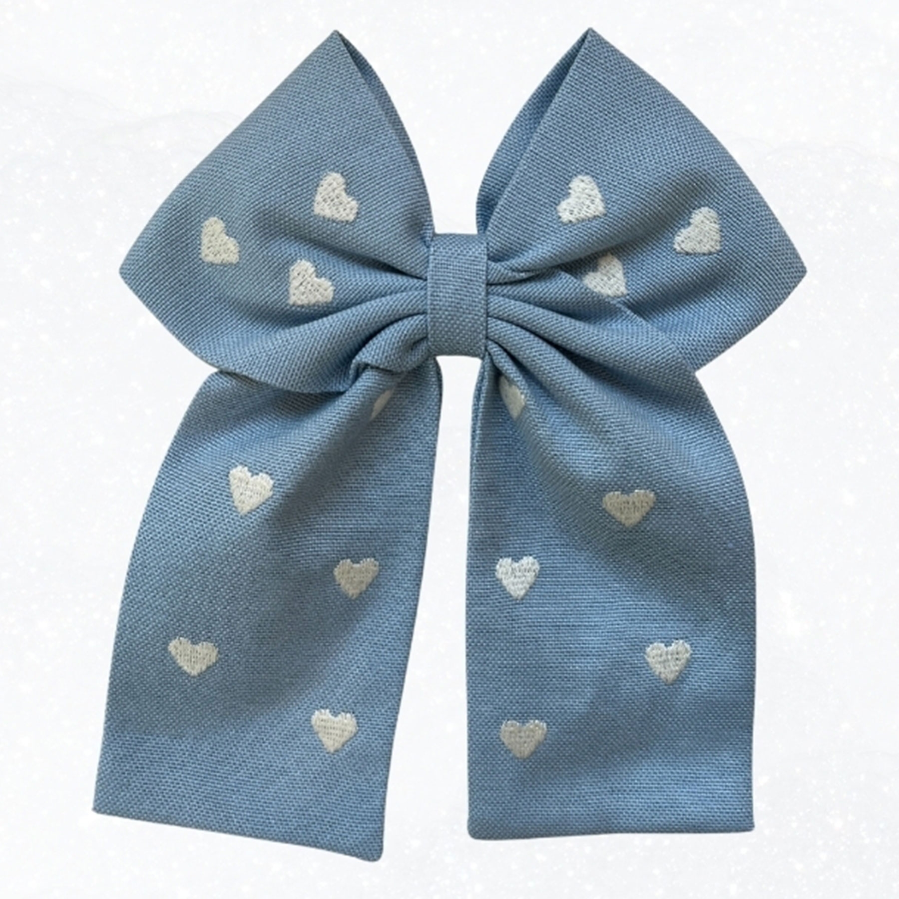 Heart Embroidered Blue Bowknot Buckle