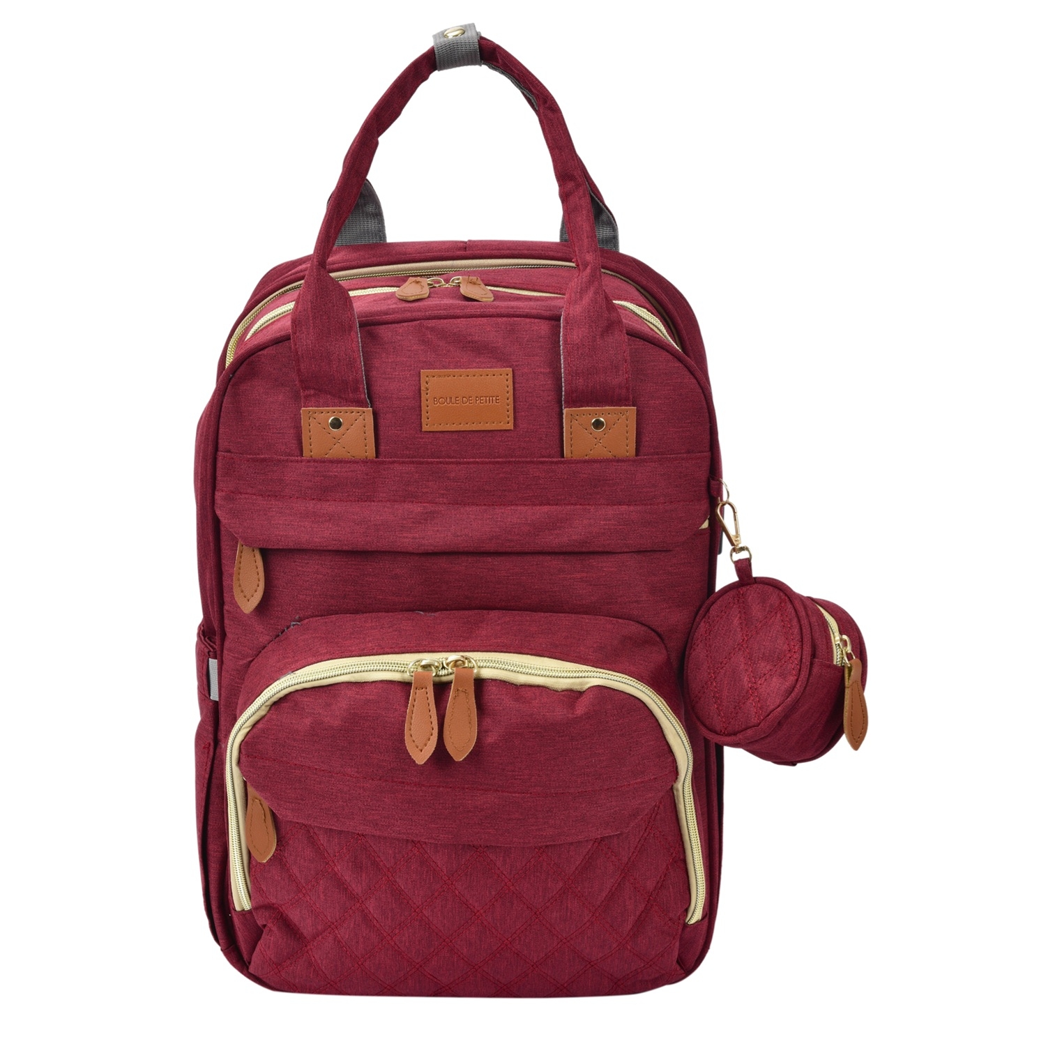 Multifunctional Claret Red Mother-baby Care Bag