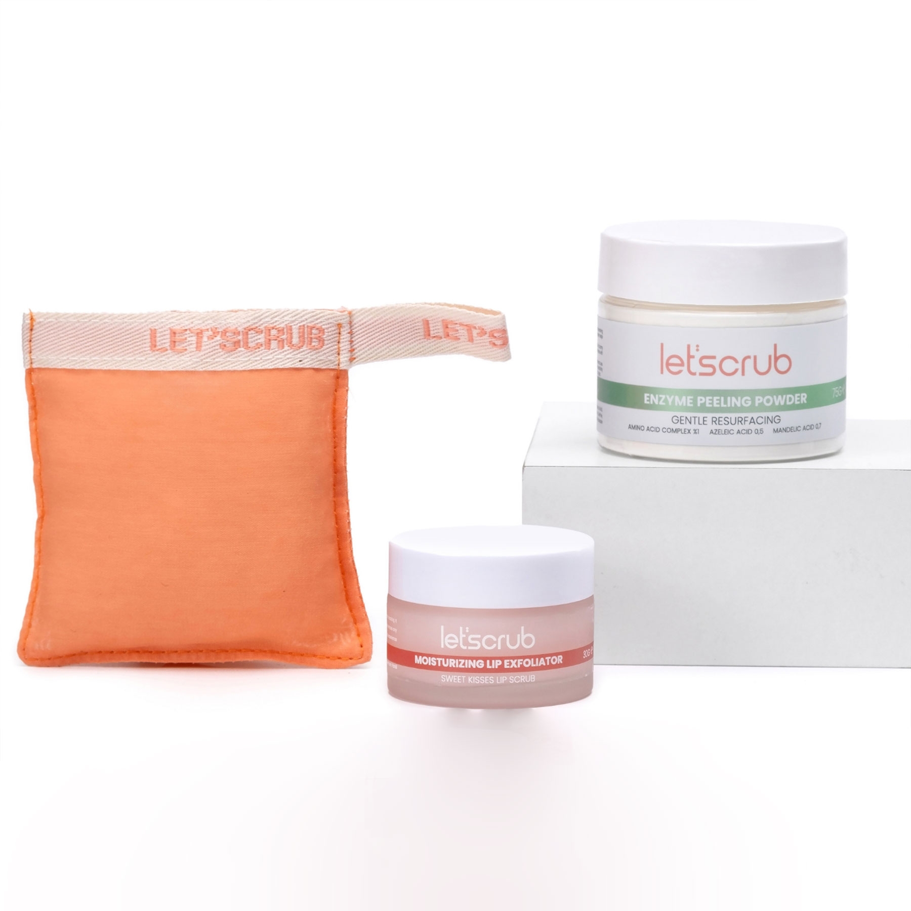 Renewing And Brightening Face Care Set - Enzyme Peeling Powder, Lip Peeling, Face Scrub