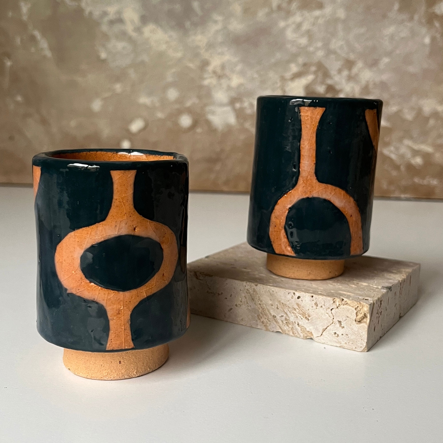 Tiny Ceramic Cups- Midnight Labyrinthian