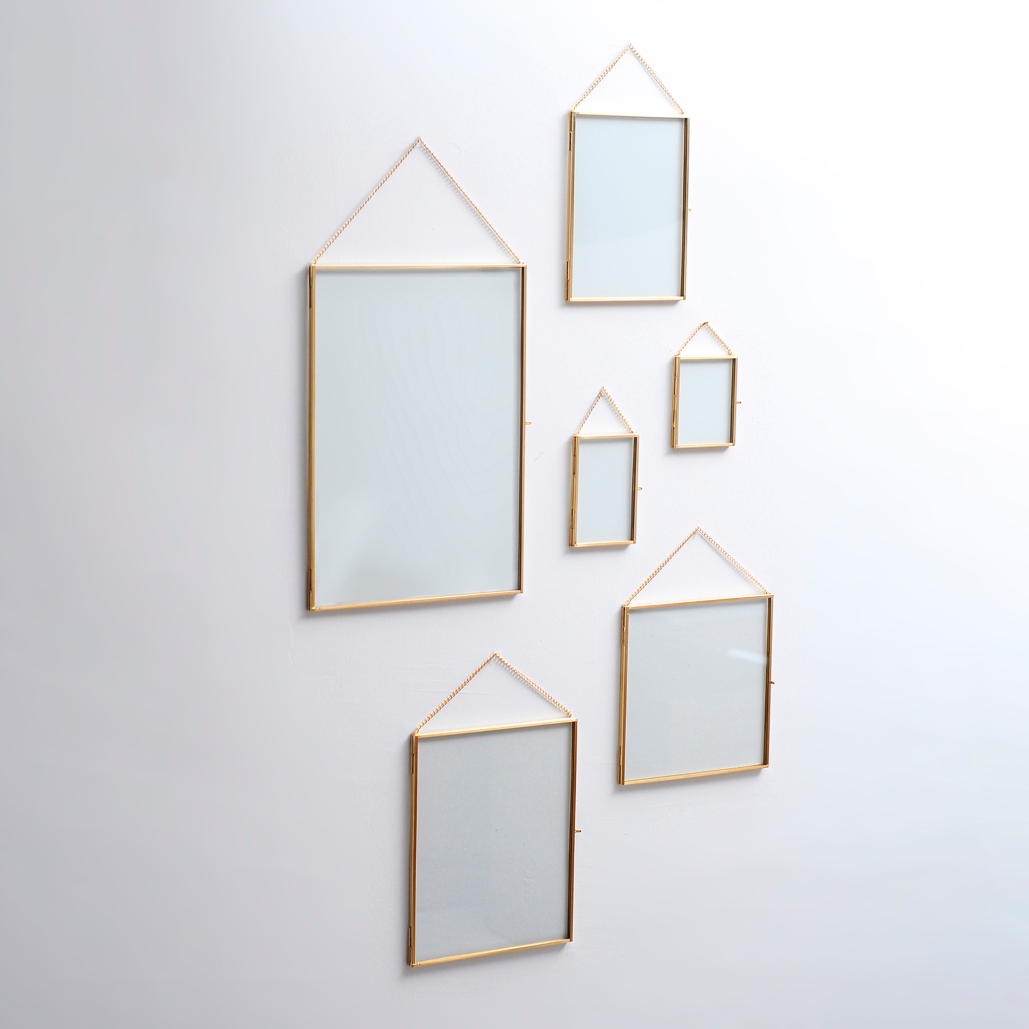 6 Pc | Floating Frame Set | Glass | Brass & Gold