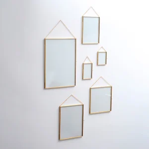 6 Pc | Floating Frame Set | Glass | Brass & Gold