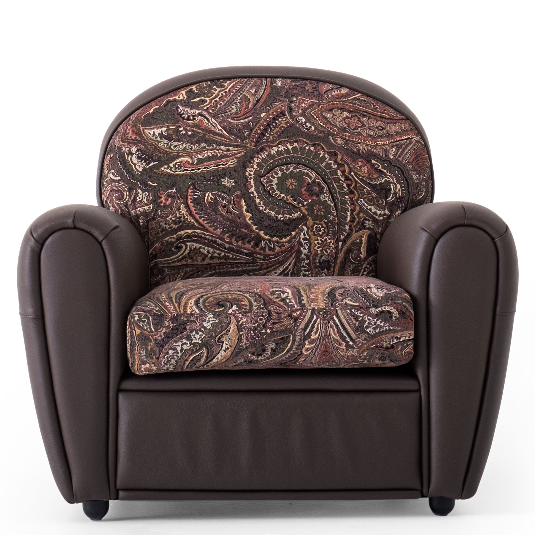 Roma Brown Leather Armchair With Woven Pattern