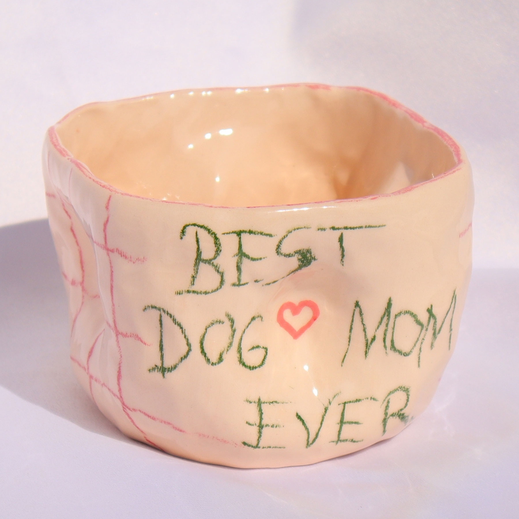 "best Dog Mom Ever Quote Handwritten Handmade Ceramic Mug Without Handle - 200 Ml"