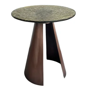 Herse Copper Antiqued Metal Leg Side Table