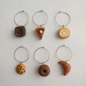Set Of 6 Handmade Miniature Cake Charm Glass/wine Glass Markers