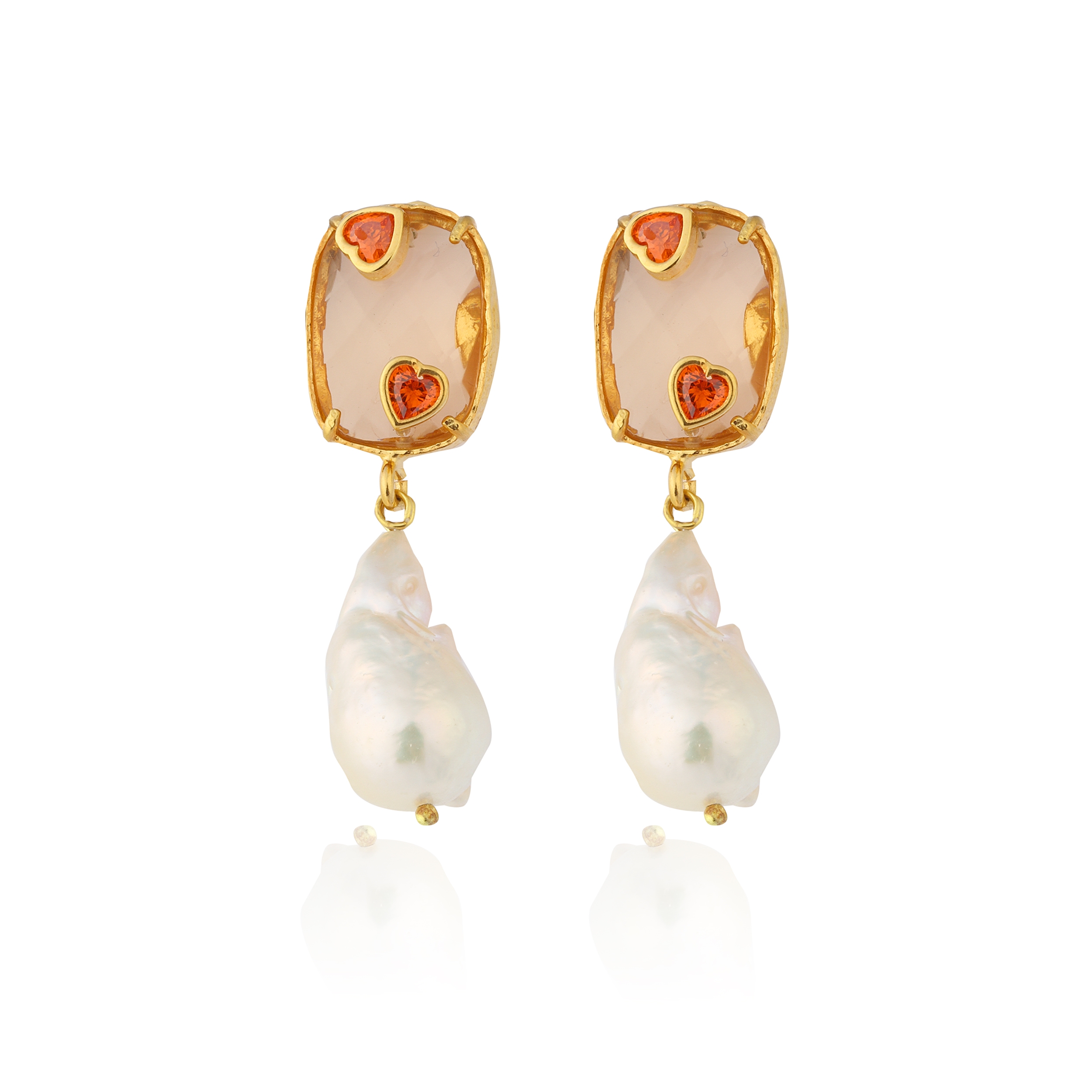 Antheia Pearl Earrings - Orange