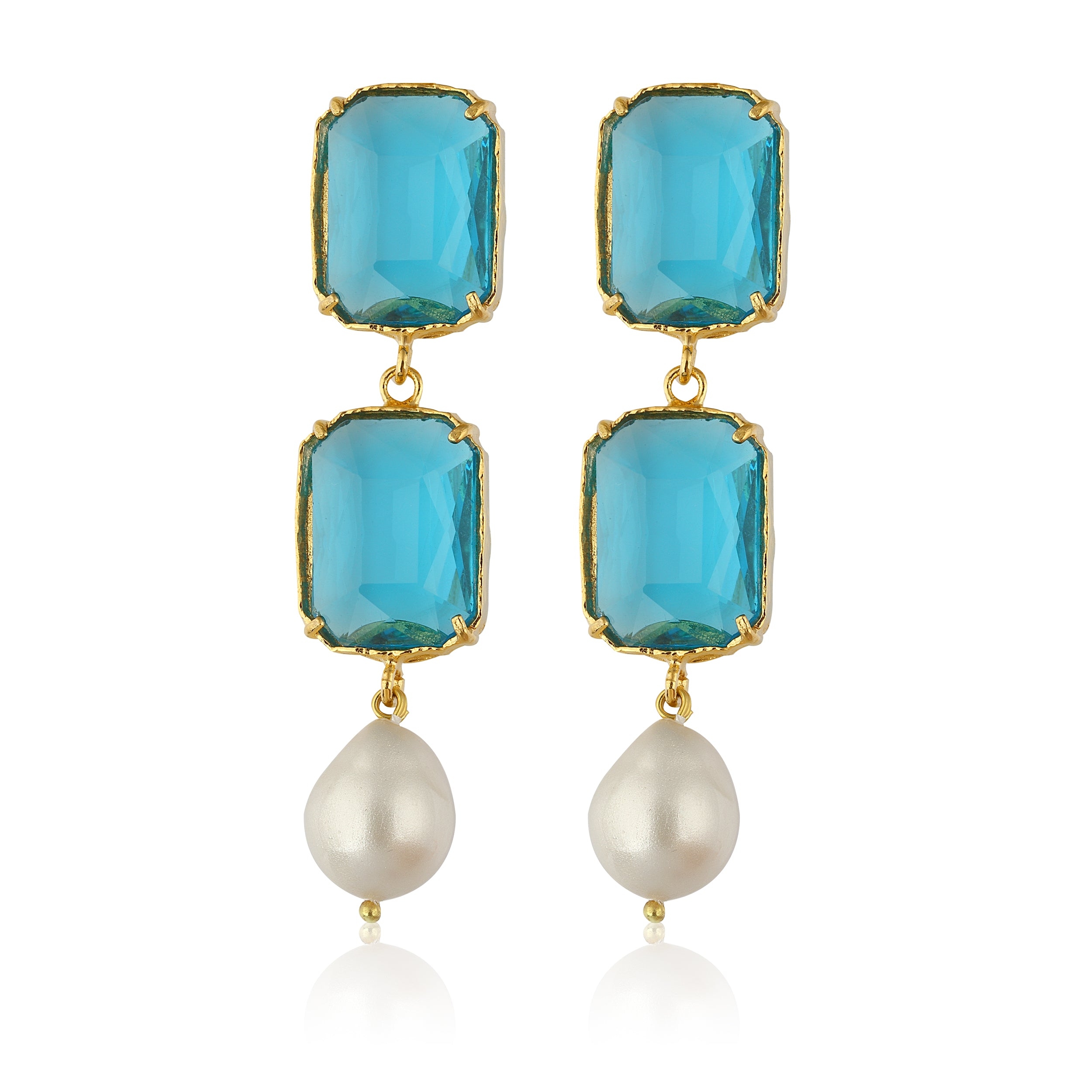 Sloane Pearl Earrings - Aquamarine