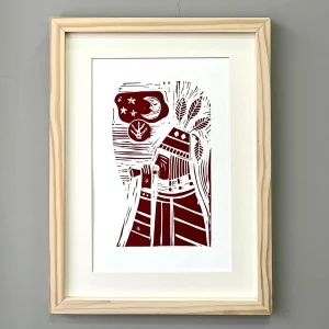 Shaman // Original Linocut