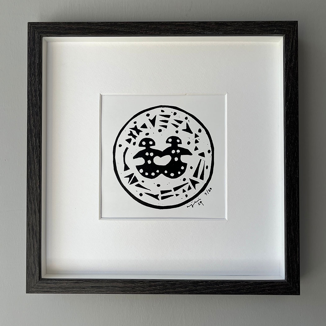 Anatolian Civilizations _ Twin Idols // Original Linocut Print