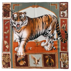 Warrior / Tiger & Butterfly Silk Twill Lumoths Art Scarf