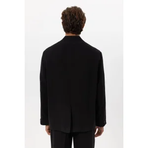 Linen Blend Double Breasted Button Blazer Jacket - 4