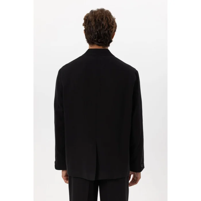 Linen Blend Double Breasted Button Blazer Jacket - 4