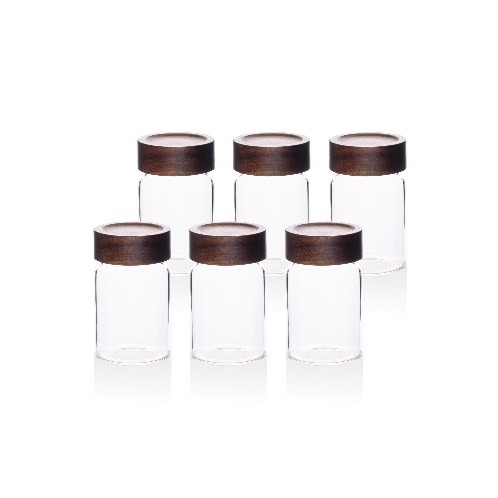 Acacia Round Glass Jar Set 6 Pieces 250 Ml