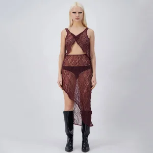 Feeling Clouds White High-waisted Long Transparent Skirt And Top - Beachwear