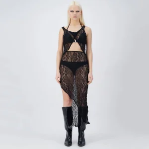 Feeling Clouds White High-waisted Long Transparent Skirt And Top - Beachwear
