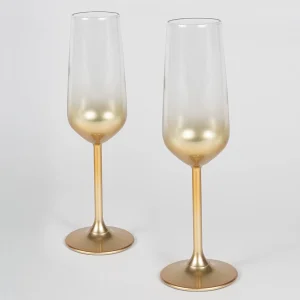Glow 2-piece Champagne Glass Set Gold 195 Cc