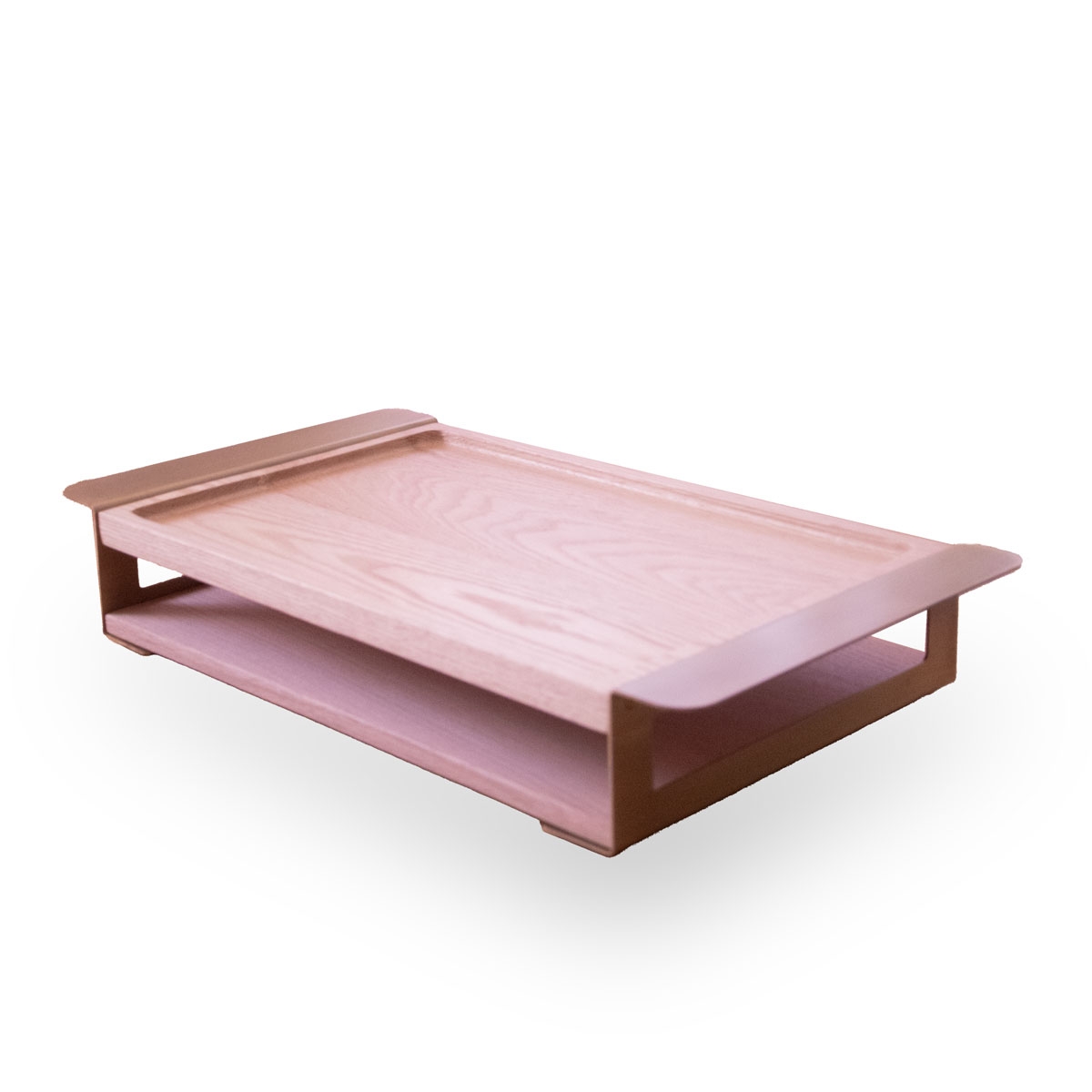 Wooden Serving Tray Set With Gold Antiqued Details - Dark