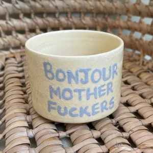 Bonjour Printed Coffee Glass