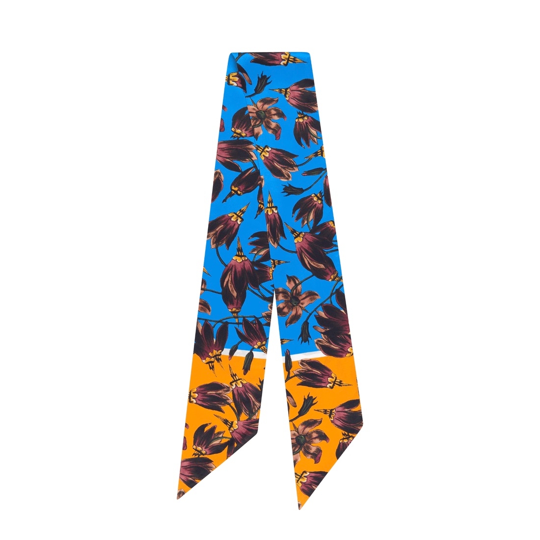 Pasque Print Silk Satin Twilly - Blue