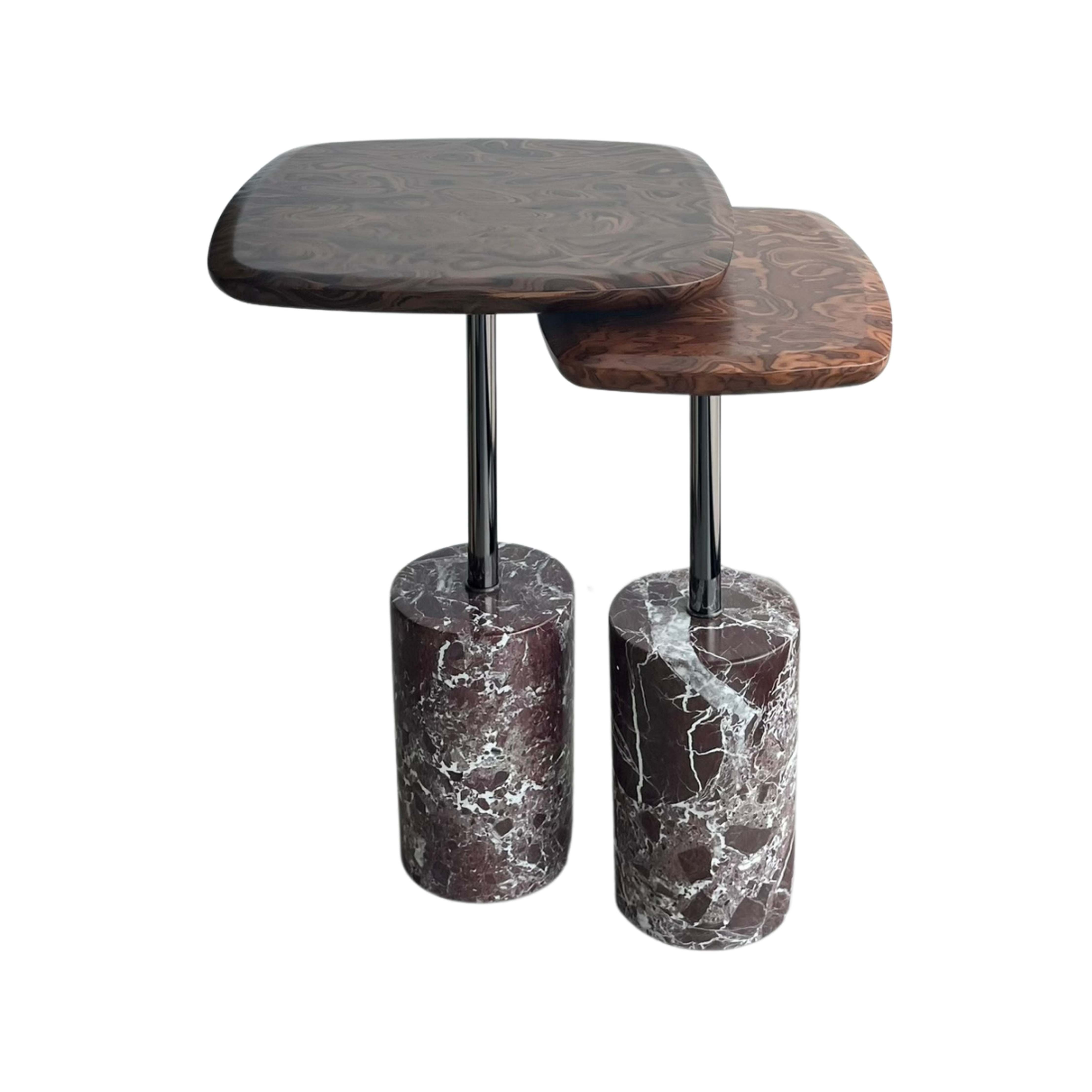 Nest 2-part Marble Legged Root Coating Side Table