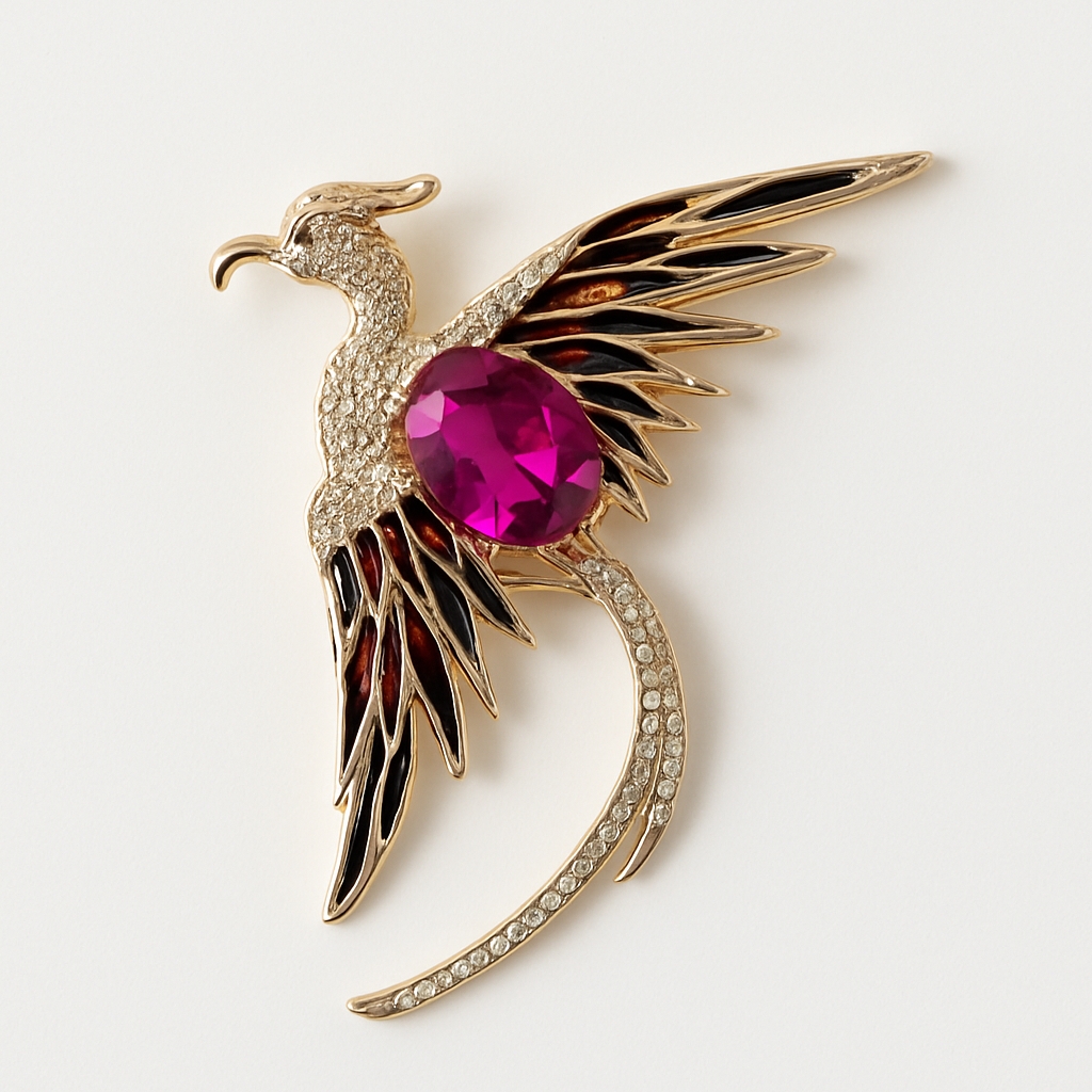 Stylish Bird Figured Brooch With Colorful Stones (5x7)