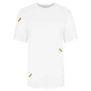 Bee Embroidered Organic Cotton T-shirt White Women