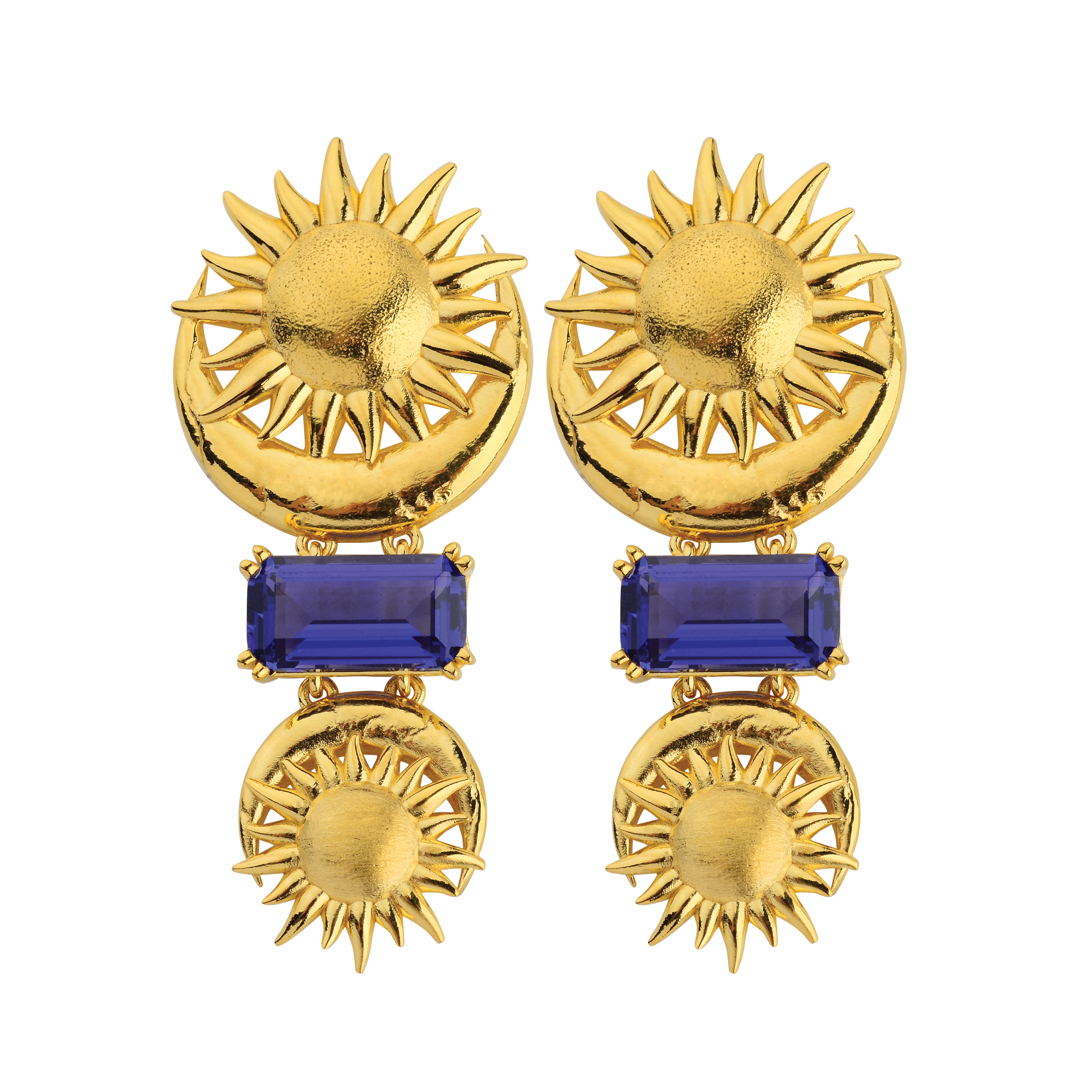 Sun And Moon Tanzanite Earrings