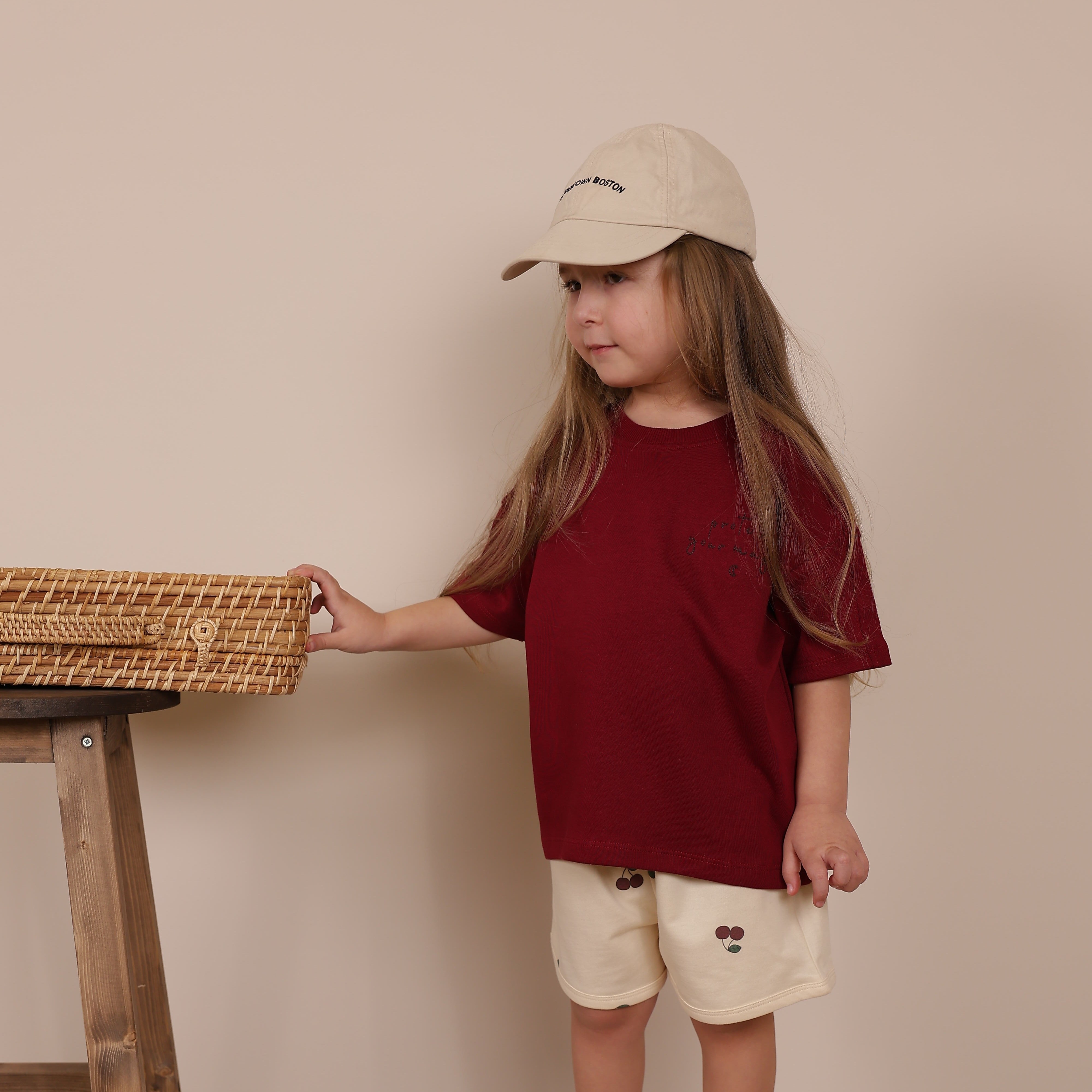 Maroon Embroidered Oversize T-shirt
