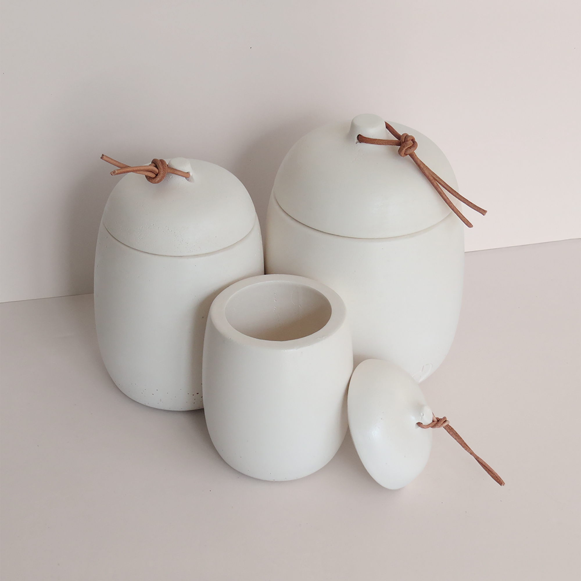 Rome Set Of 3 Concrete Jars And Storage Containers With Lids